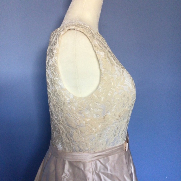 A Line Empire Waist Floor Length Satin Dress with Lace Bodice: the perfect 👗! - Picture 5 of 11